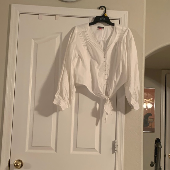 Vince Camuto Tops - Vince Camuto Elegant White Tie-Front Blouse